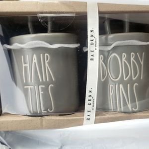 Rae Dunn hair ties and bobby pins grey